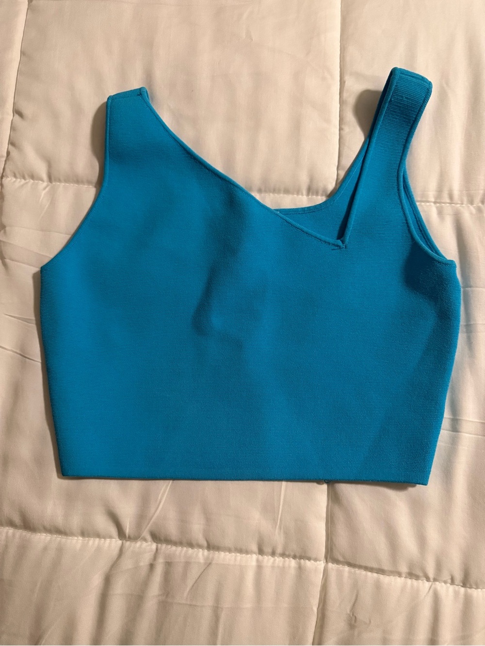 House of Harlow 1960 Teal Asymmetric Strap Crop Top